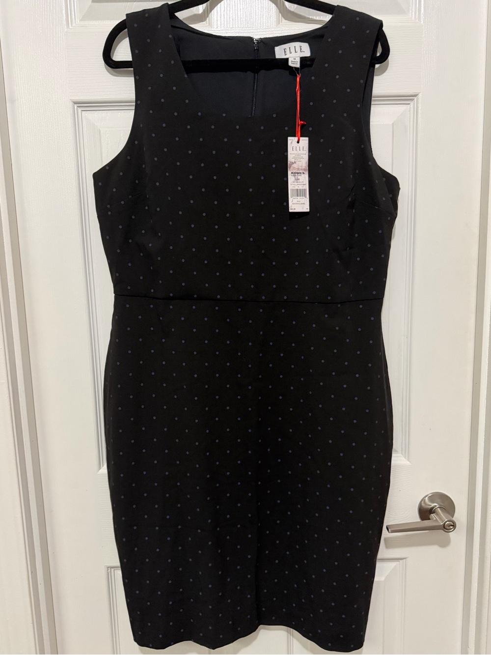 ELLE Black Sleeveless Polka Dot Midi Dress